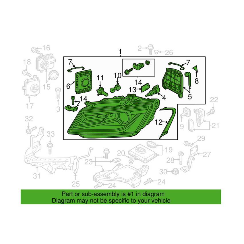 Audi Headlight Assembly - Passenger Side (Xenon) (Adaptive) 8R0941754E